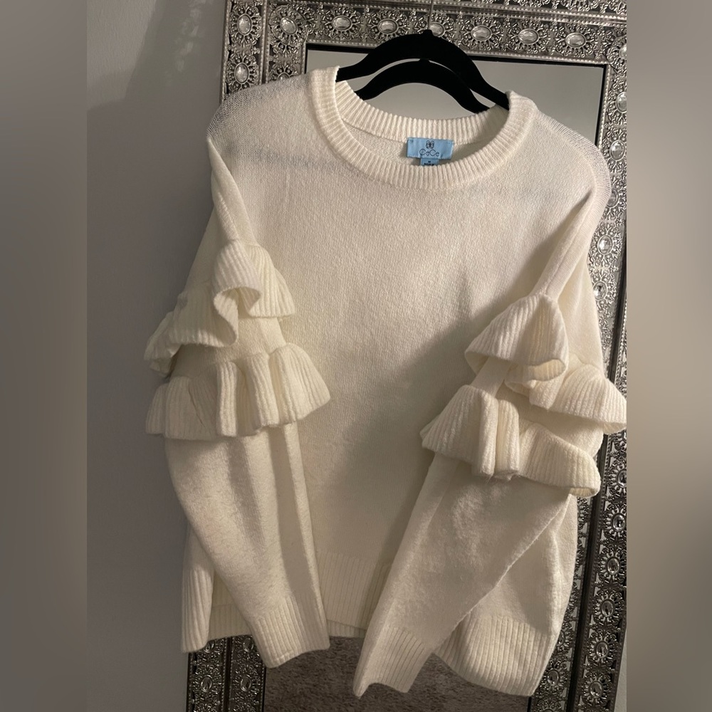 Cece | Ruffle Sleeve Sweater | Size Medium